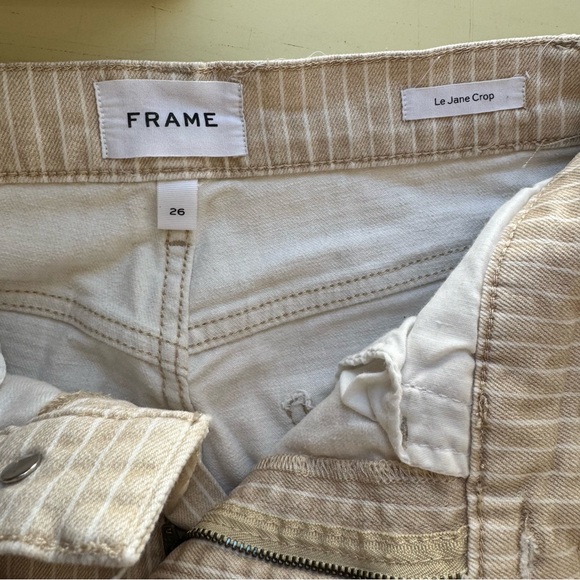 Frame Le Jane Crop Striped Straight Leg High Rise Sand 26 - Picture 5 of 9